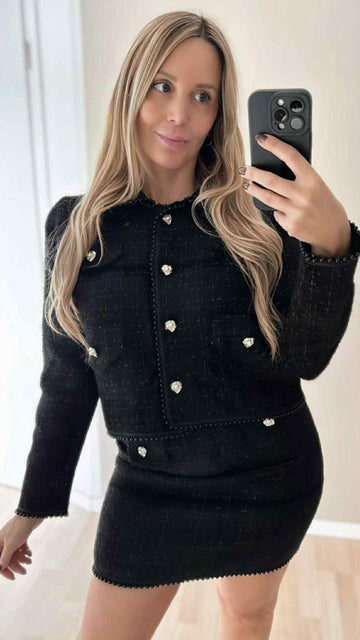ZWEITEILER TWEED - SCHWARZ