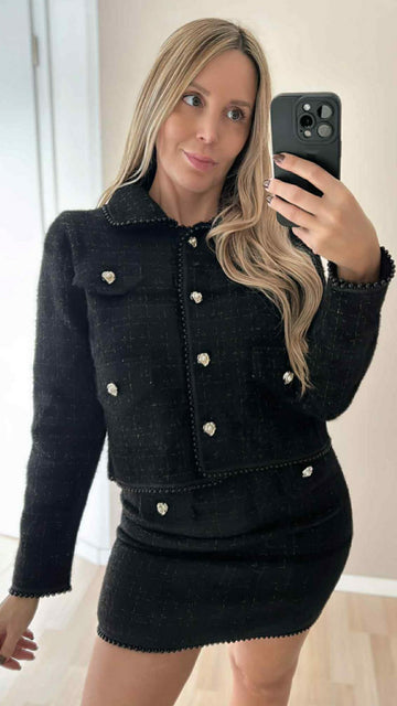 ZWEITEILER TWEED - SCHWARZ
