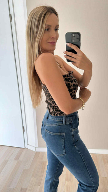 MUSSELINTOP BANDEAU - BRAUN/SCHWARZ